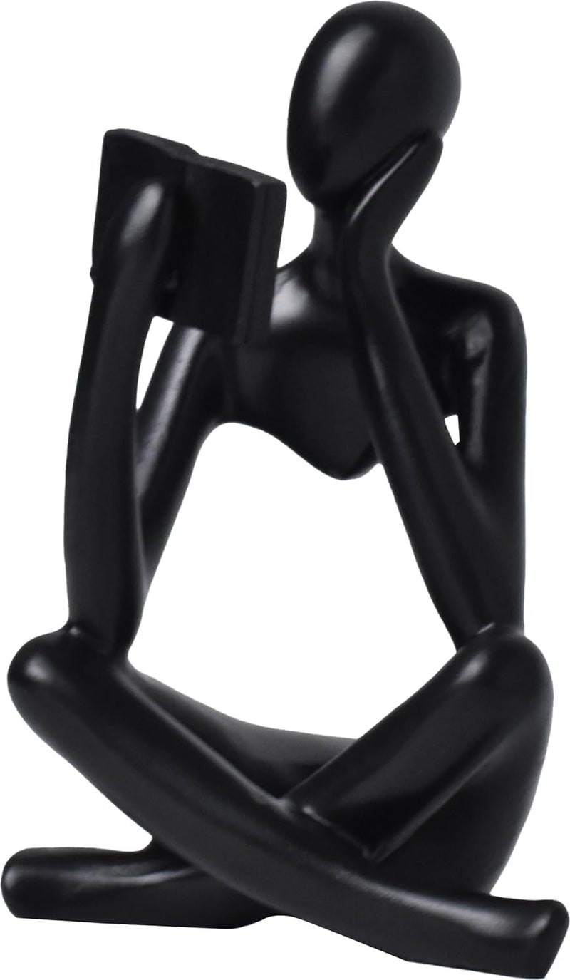 LINZHEN Style-B Black, Creative Abstract Thinker Bookend for Home Aesthetic, Study, and Wine Cabinet – Stylish Shelf Decor Accent and Thoughtful Gift for Living Room, Bar, or Coffee Shop - Image 1